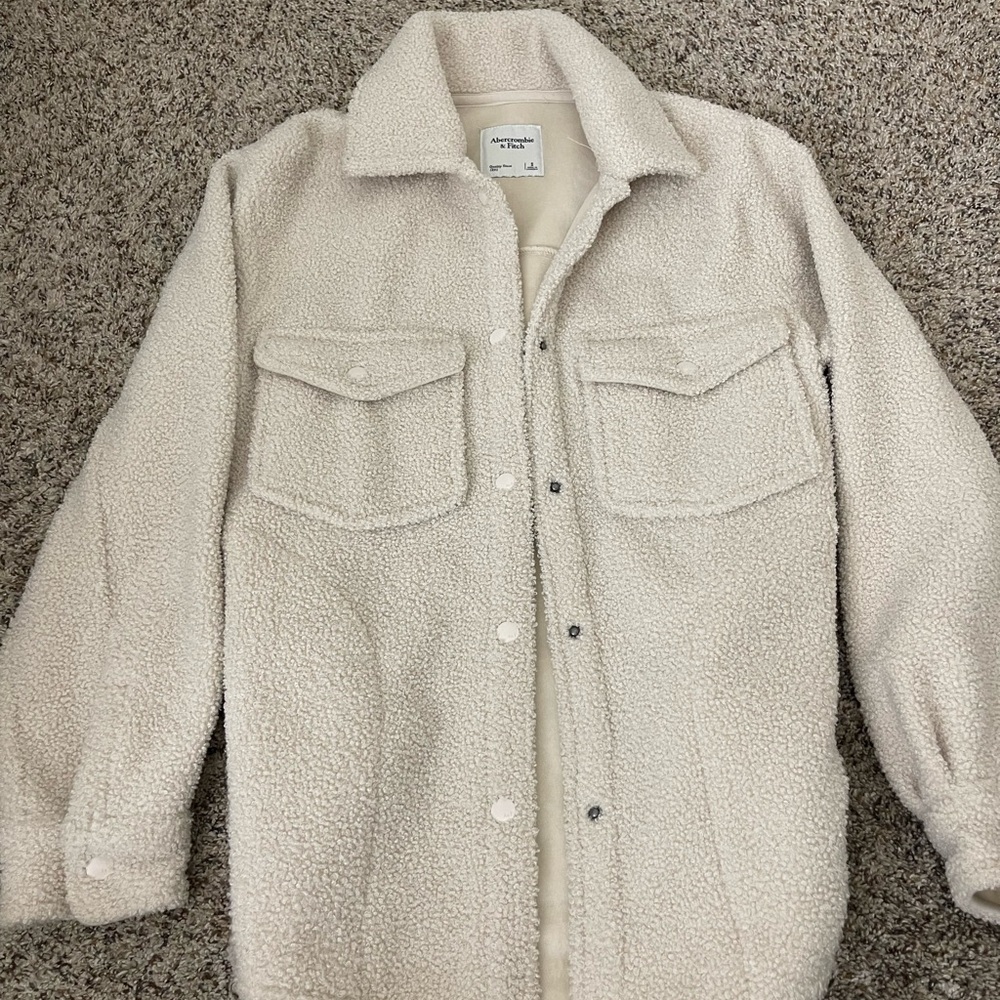 Abercrombie & Fitch Cream Sherpa Jacket